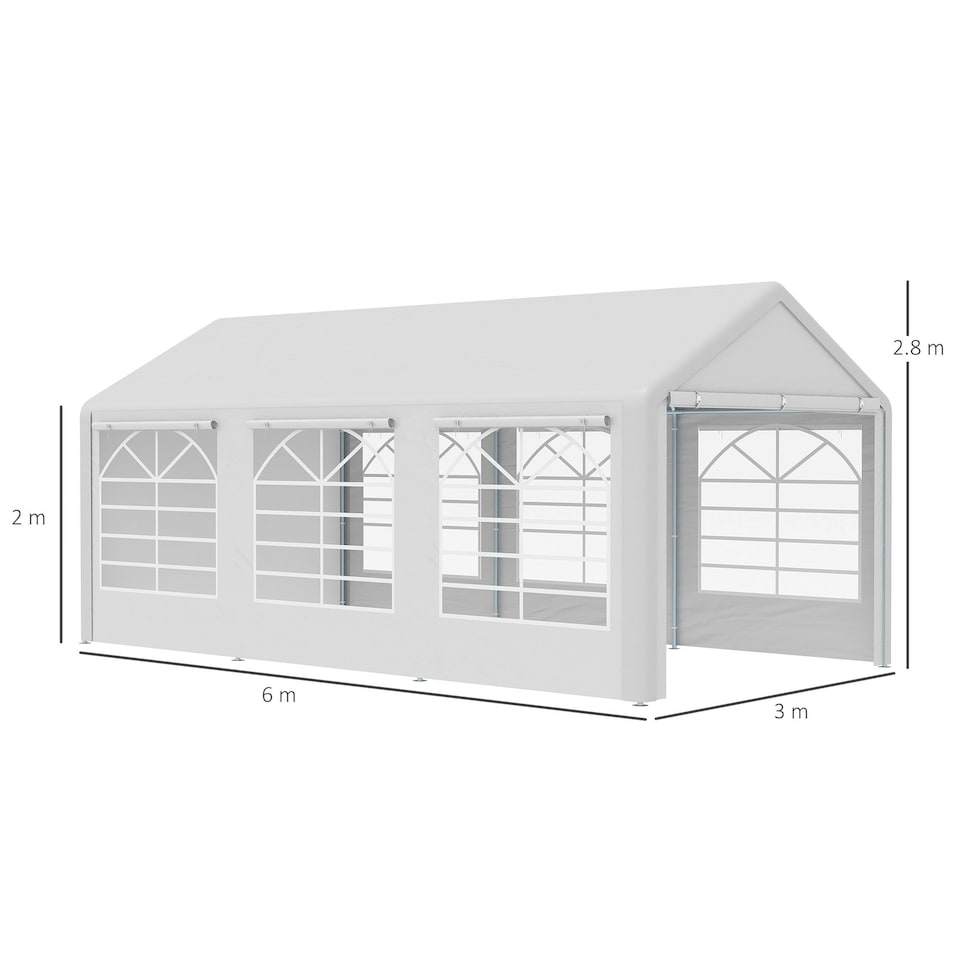 image 1 of Outsunny 6m x 3m Heavy Duty Carport Outdoor Car Canopy Shelter Party Tent
