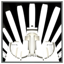 Art deco skyscraper in black & white (Picture Frame) Grey | L
