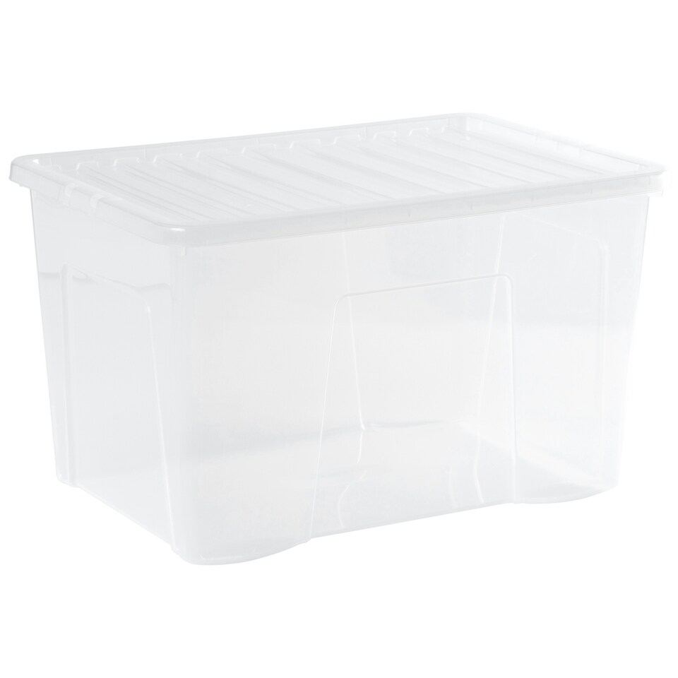 image 1 of Wham Crystal 4 x 102L Stackable Plastic Storage Boxes with Lids Clear Clear