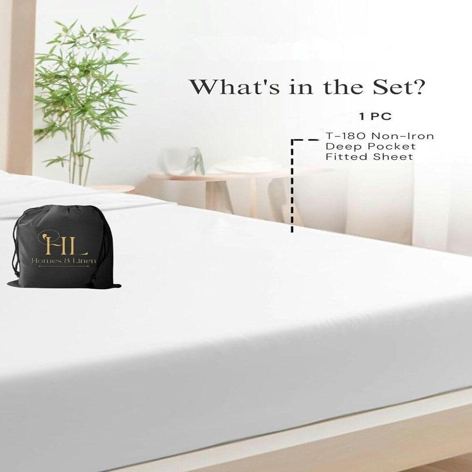image 1 of Homes-Linen Fitted Sheet Percale Rich Cotton 180 Thread Count Non Iron 25cm Deep Pocket Fitted Bed Sheets Brown | Double
