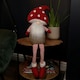 image 1 of 53cm Stripey Red Plush Sitting Christmas Boy Gonk with Dangly Legs and Mushroom Hat