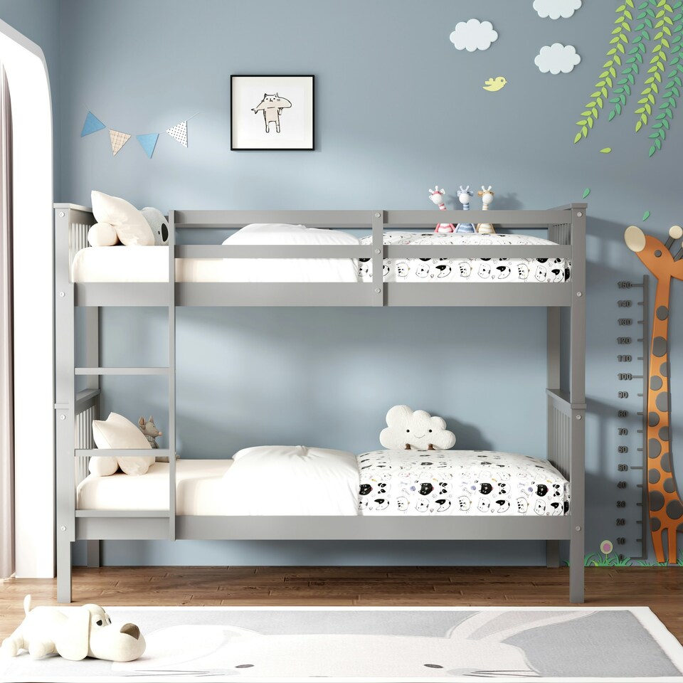 image 1 of Oliver Grey Single Wooden Bunk Bed