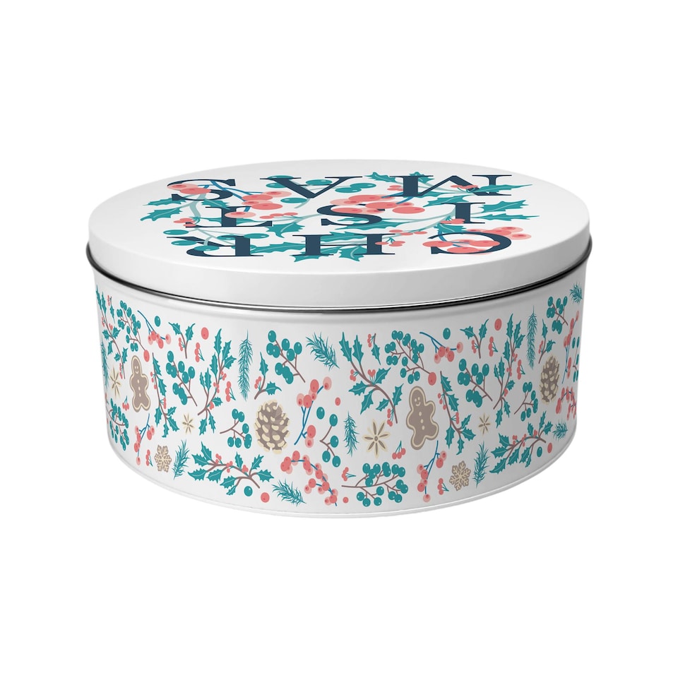 image 1 of Holly Tangle Large Round Christmas Cake Tin