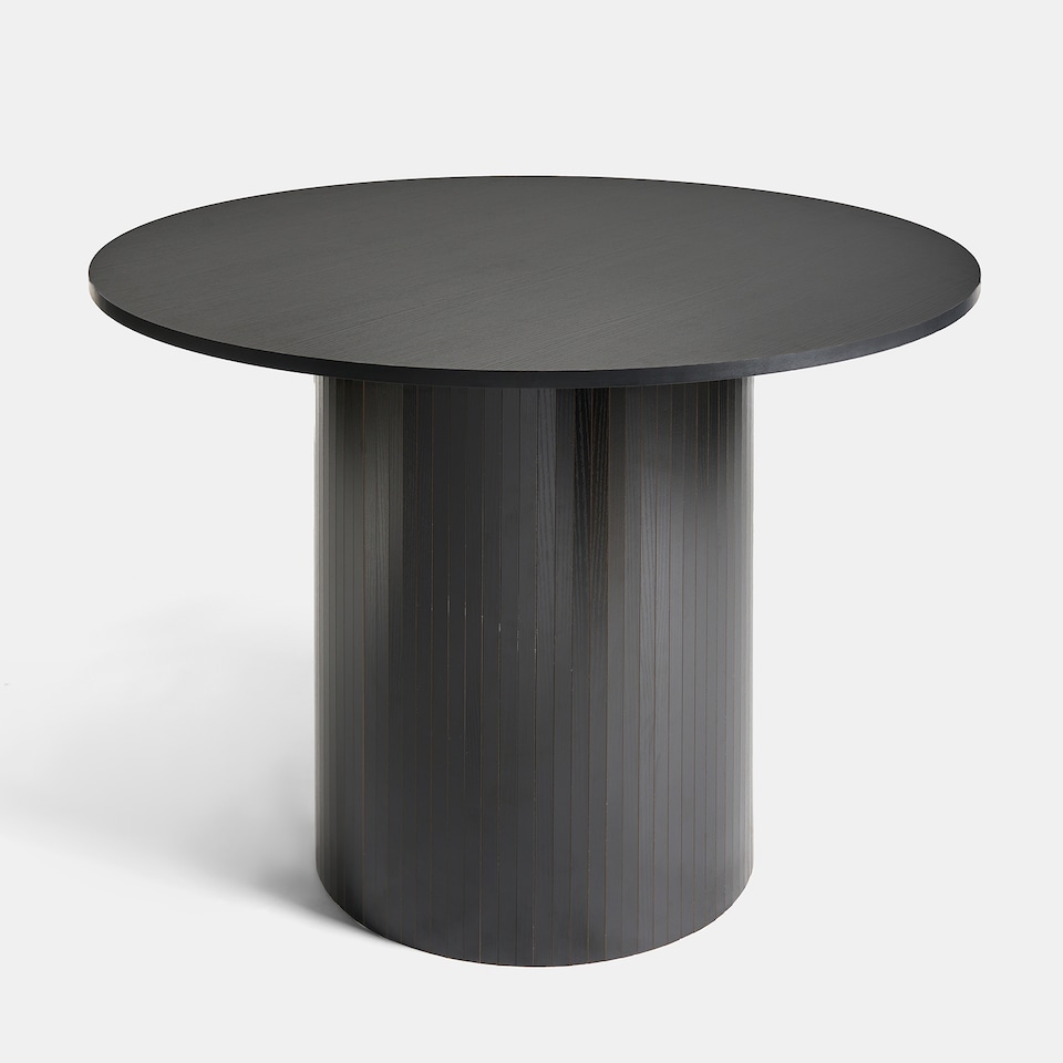 image 1 of OHS Madison Ribbed Round Dining Table Wood Effect