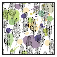 Spotted coloured feather pattern, background (Picture Frame) Black | M