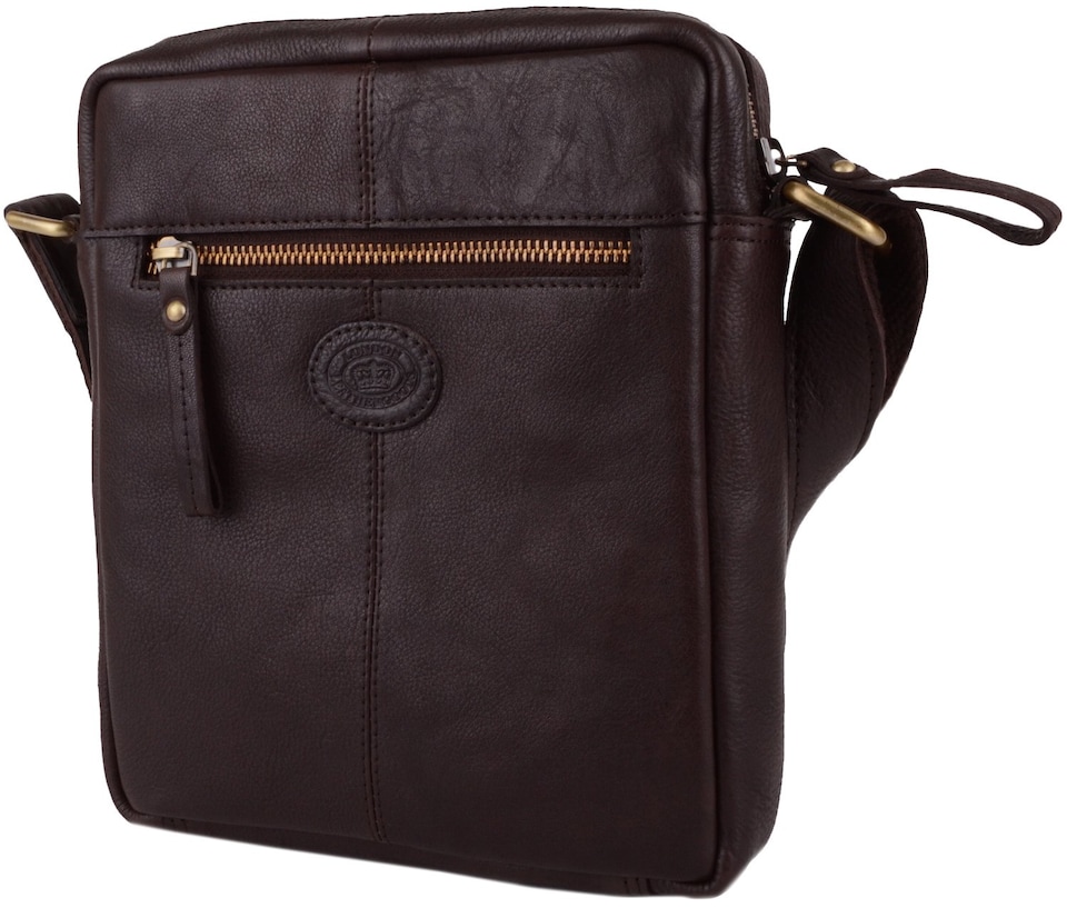 image 1 of London Leathergoods Mens / Womens Premium Soft Leather Handbag / Shoulder / Cross Body Bag | Brown | Dark Brown