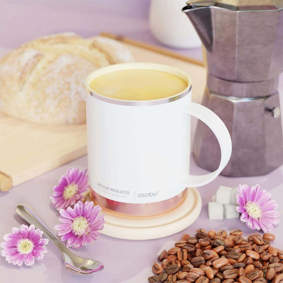 image 1 of Asobu Ultimate Stainless Steel Ceramic Inner Coating Mug 400ml Baby White