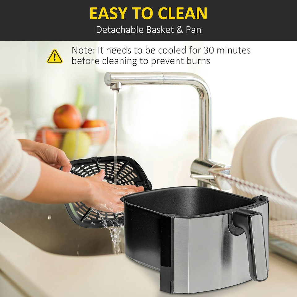 image 1 of HOMCOM Air Fryer 1700W 6.5L with Digital Display Timer, Black and Grey