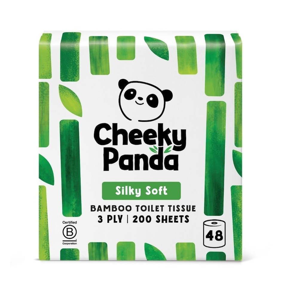 image 1 of Cheeky Panda Classic Bamboo Toilet Paper 48 rolls 200 sheet 3 ply sheets | White | 48 Rolls Unwrapped | 48