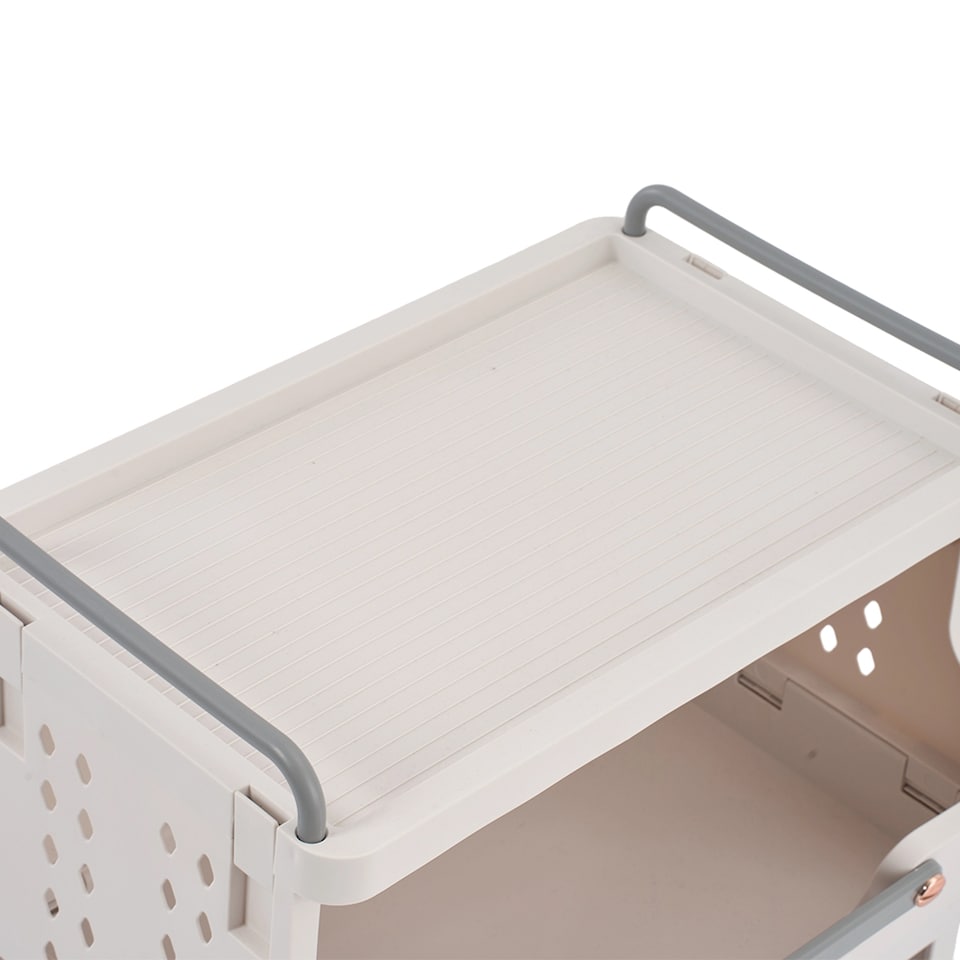 image 1 of Living and Home 3-Tier Foldable Rolling Laundry Sorter Basket Storage Rack | White | 3 Tier