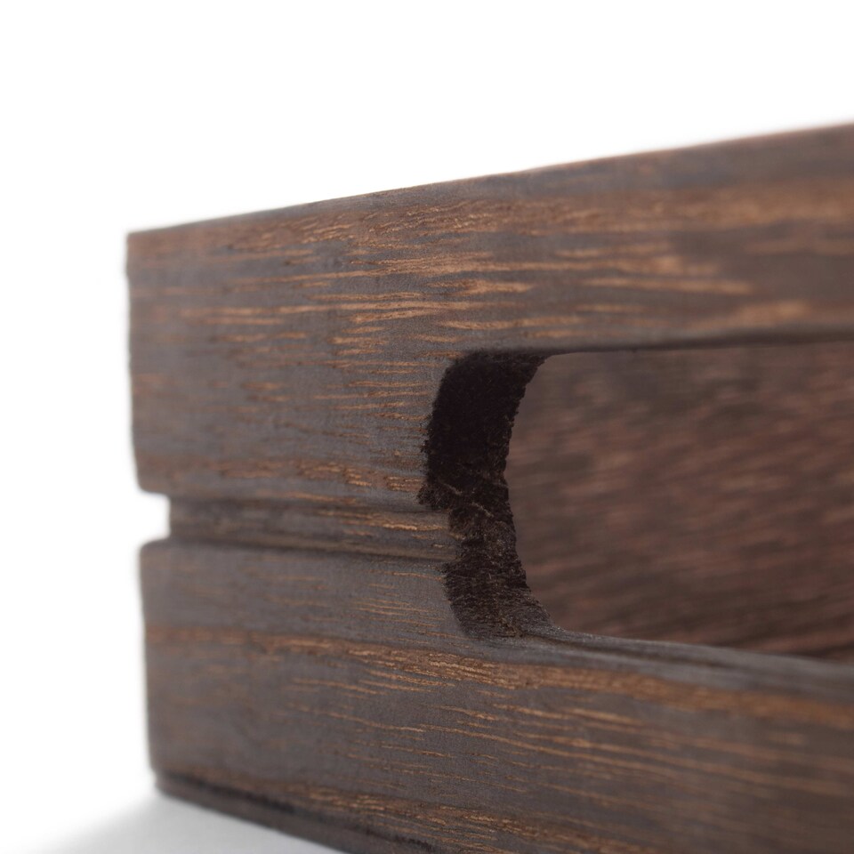 image 1 of Wood Dark Wooden Tray | Brown | Brown | One Size