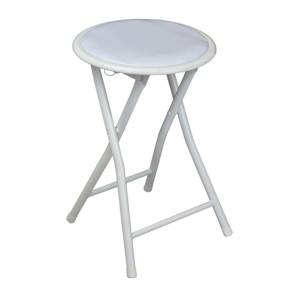 image 1 of Harbour Housewares Padded Folding Stool - White | White | White