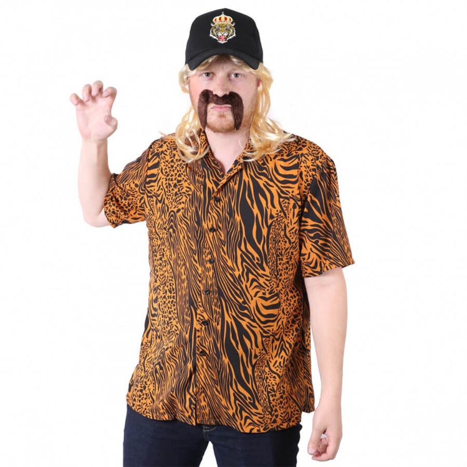 image 1 of Tiger Keeper Costume - Shirt, Wig, Tash & Hat Orange | L