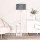 image 2 of ValueLights Tavel Chrome Floor Lamp with Table and Charcoal with Chrome Inner Lamp Shade | Grey