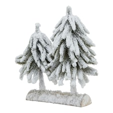 Hill Interiors Wood Snowy Fir Tree Christmas Decoration - Brown/White/Green - One Size