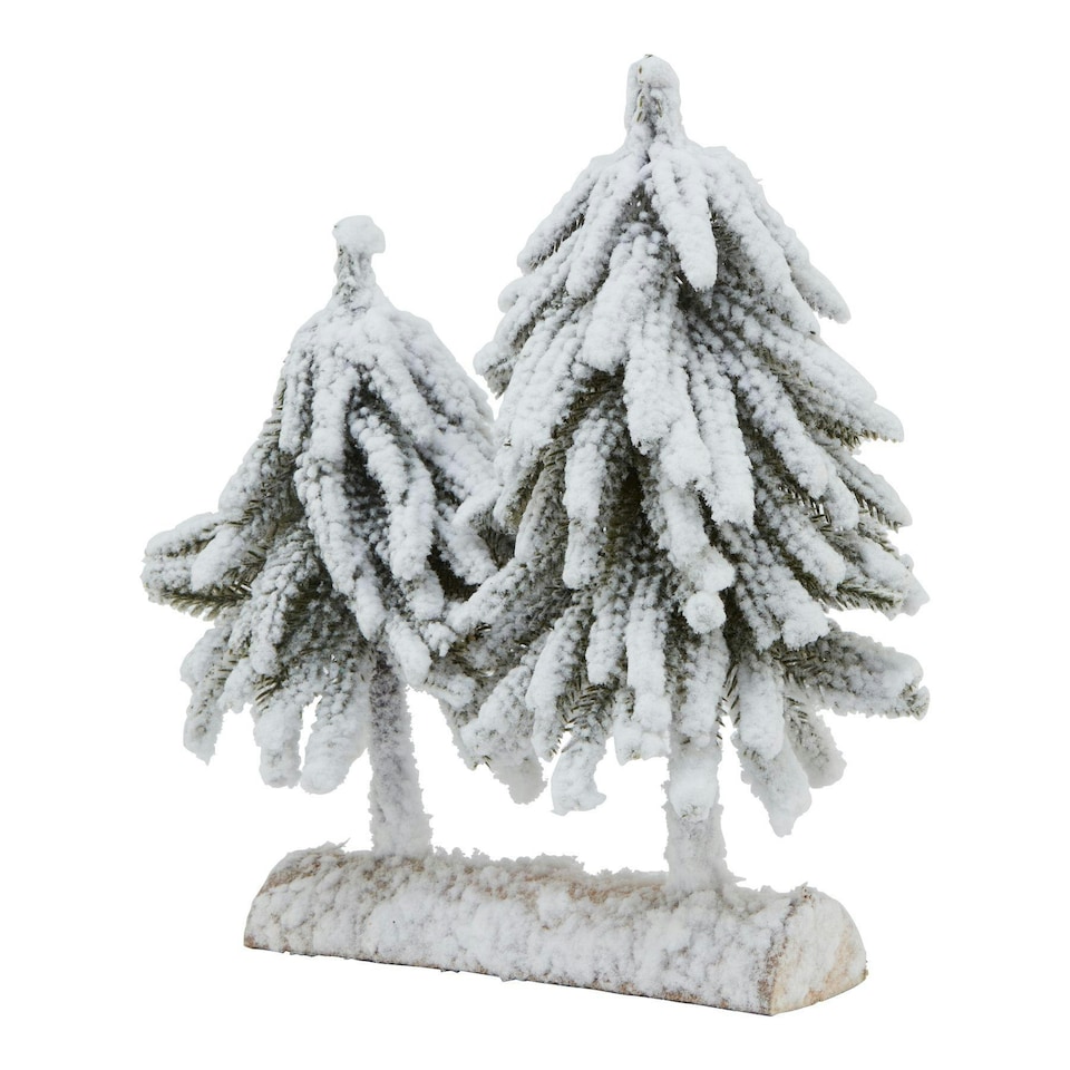 image 1 of Hill Interiors Wood Snowy Fir Tree Christmas Decoration - Brown/White/Green - One Size