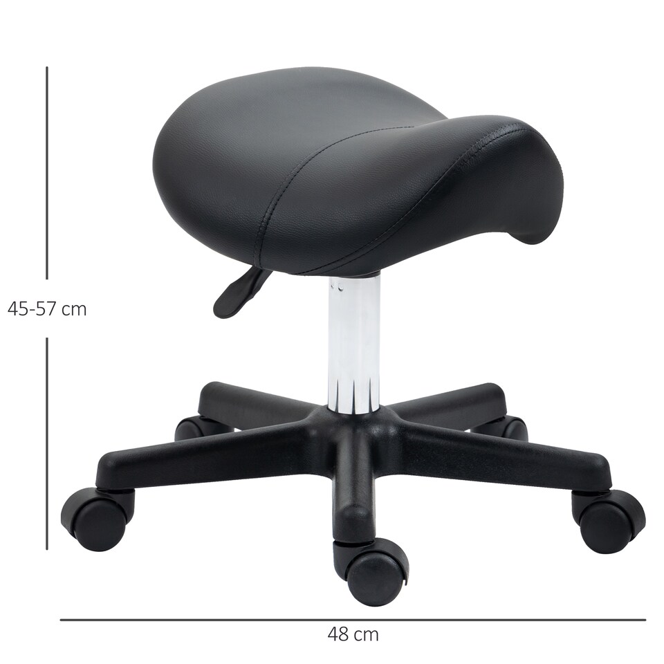 image 1 of HOMCOM Adjustable Saddle Stool Rolling Salon Chair for Spa Massage Beauty