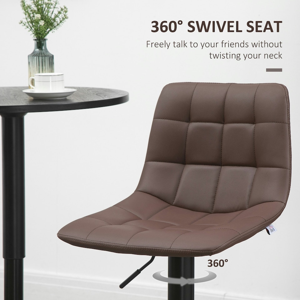image 1 of HOMCOM Bar Stools Set of 2 Adjustable Counter Barstools W/ Footrest Brown