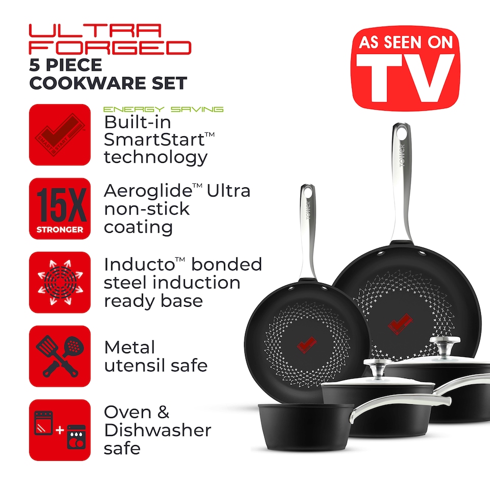 image 1 of Tower T900304 Smart Start 5Pc Cookware Set Black