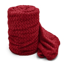 Velosso Moda Ribbed Chevron Super Soft Blanket - 150cm x 200cm Red | Red