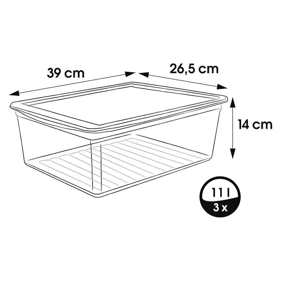 image 1 of Keeeper Set of 3 Clearboxes with Air Control System 11 Litre - Transparent