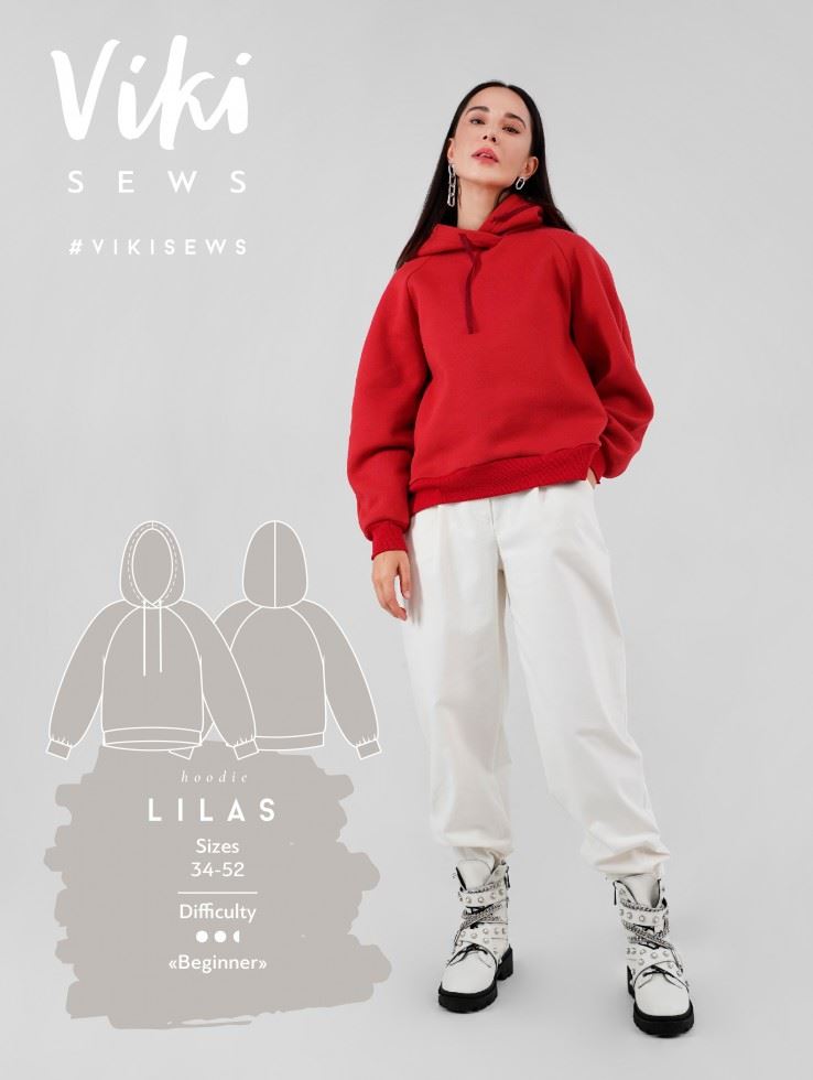 Vikisews Lilas Hoodie Paper Sewing Pattern – Women’s Hoodies, Sweaters & Sportswear, UK Sizes Uk 4–22, Easy