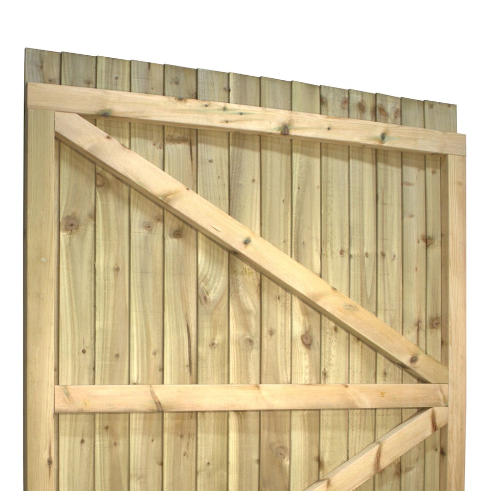 image 1 of Flat Top Wooden Garden Gate 6ft x 4.5ft Feather Edge Fully Framed Treated Door