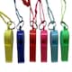 image 3 of Bag of 100 Pink Plastic Whistles with Lanyard Neck Cord