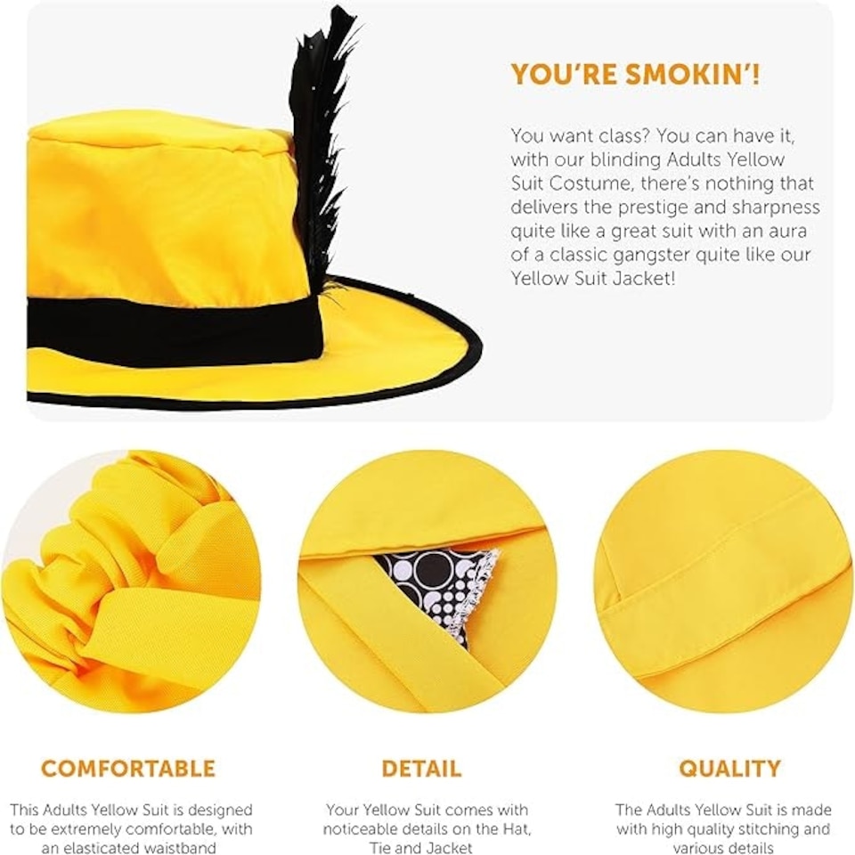 image 1 of Masked Man Yellow Suit Costume Yellow | M