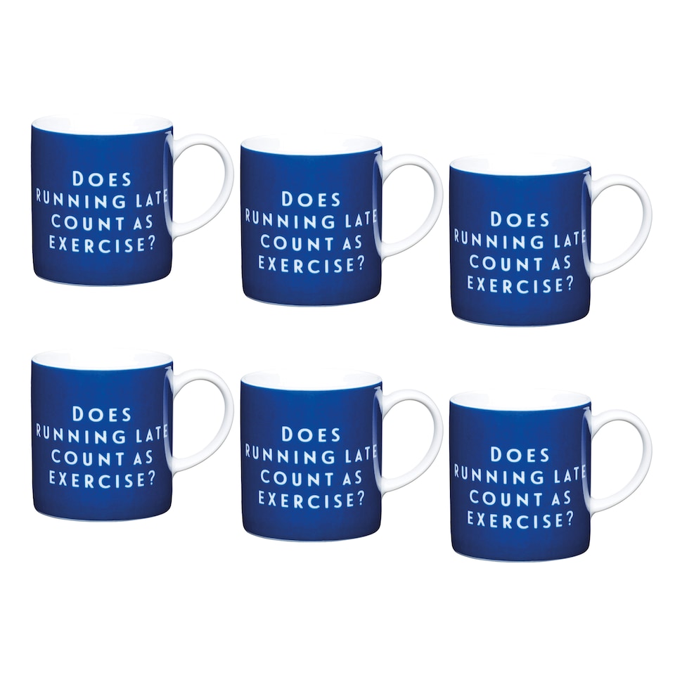 KitchenCraft 'Running Late' Espresso Cups Pack of 6