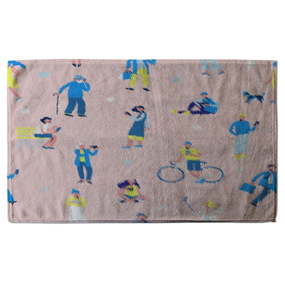 image 1 of different people with mobile phones and gadgets (Kitchen Towel)