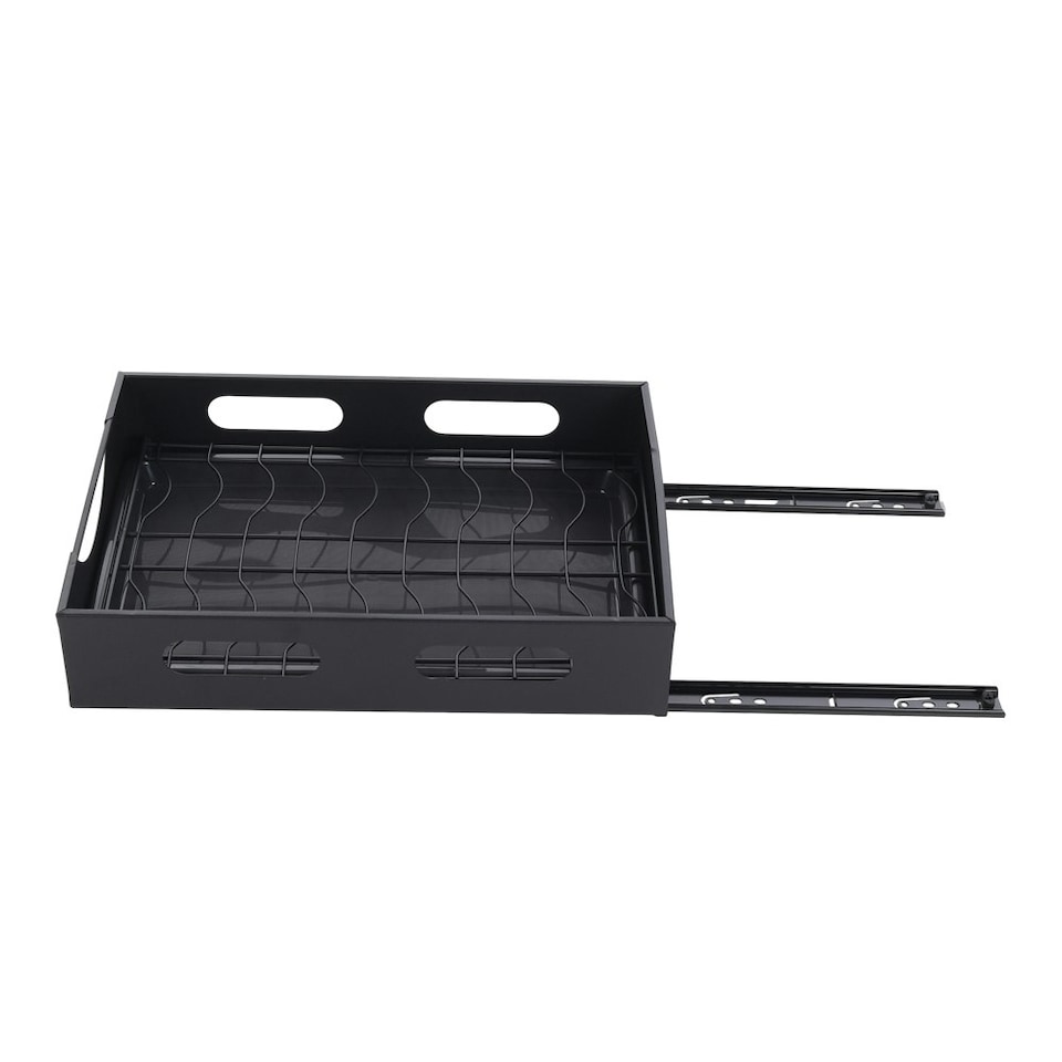 image 1 of Living and Home Black Steel Pull-Out Bowl Rack for Kitchen Storage