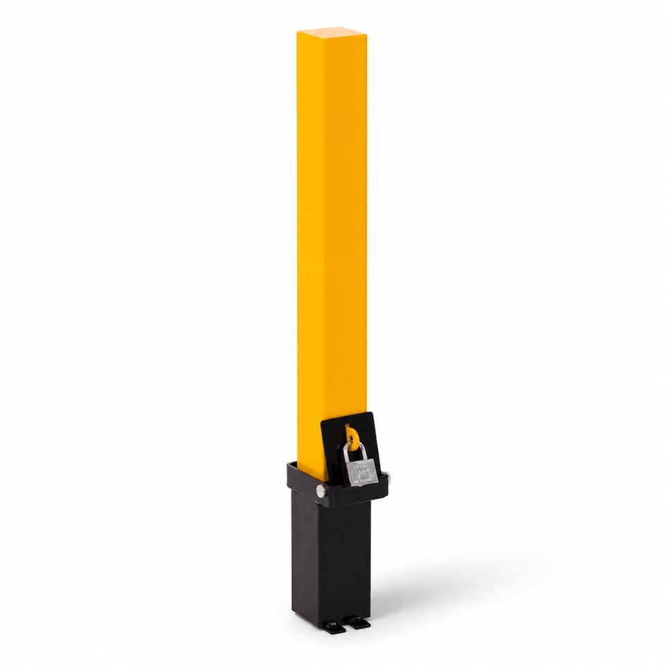 image 1 of Removable Locking Security Post Parking Space Bollard Barrier | Yellow