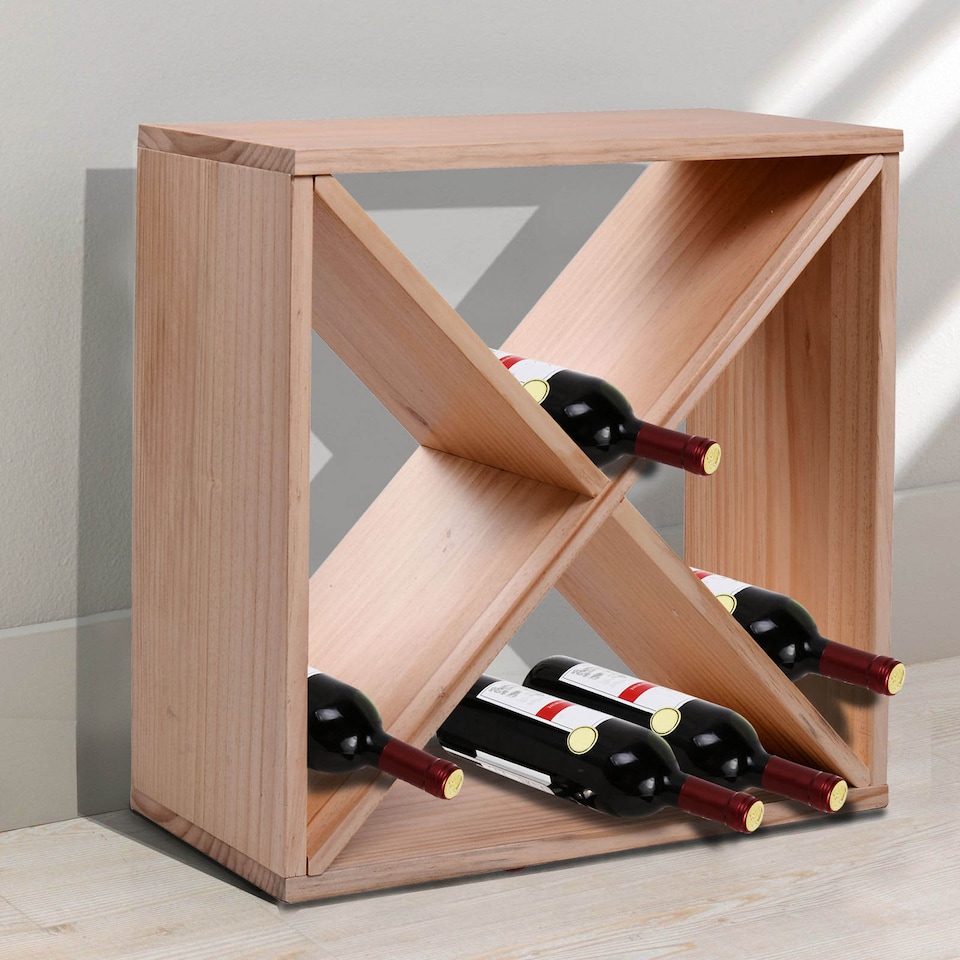image 1 of HOMCOM Wooden Wine Rack for 24 Bottle Square Tabletop Storage Holder Stand