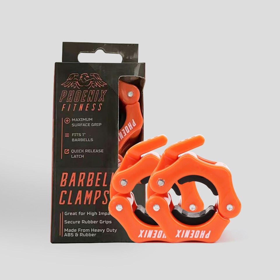 image 1 of Phoenix Fitness Barbell Clamps 1 inch Orange