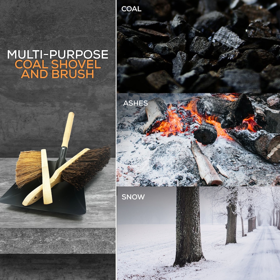 image 1 of Heavy Duty Brush and Shovel Set with Soft and Stiff Hand Brushes
