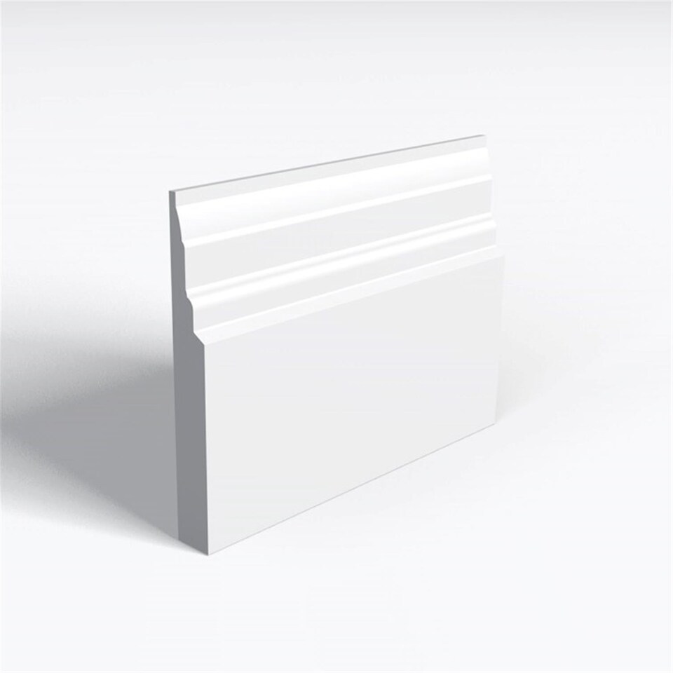 Pack of 5 (Total 5 Units) - Moisture Resistant MDF Primed Castle Skirting Board - 18mm (T) x 119mm (H) x 4200mm (L)