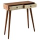 image 3 of Interiors by Premier Acacia Wood Console Table with Embossed Drawers, Travel-Inspired 2 Drawer Entryway Table Brown