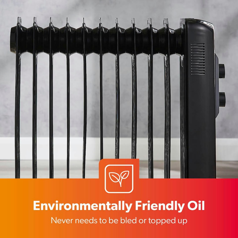image 1 of GEEPAS Oil Filled Radiator Heater, 2500W, 11 Fins | Black