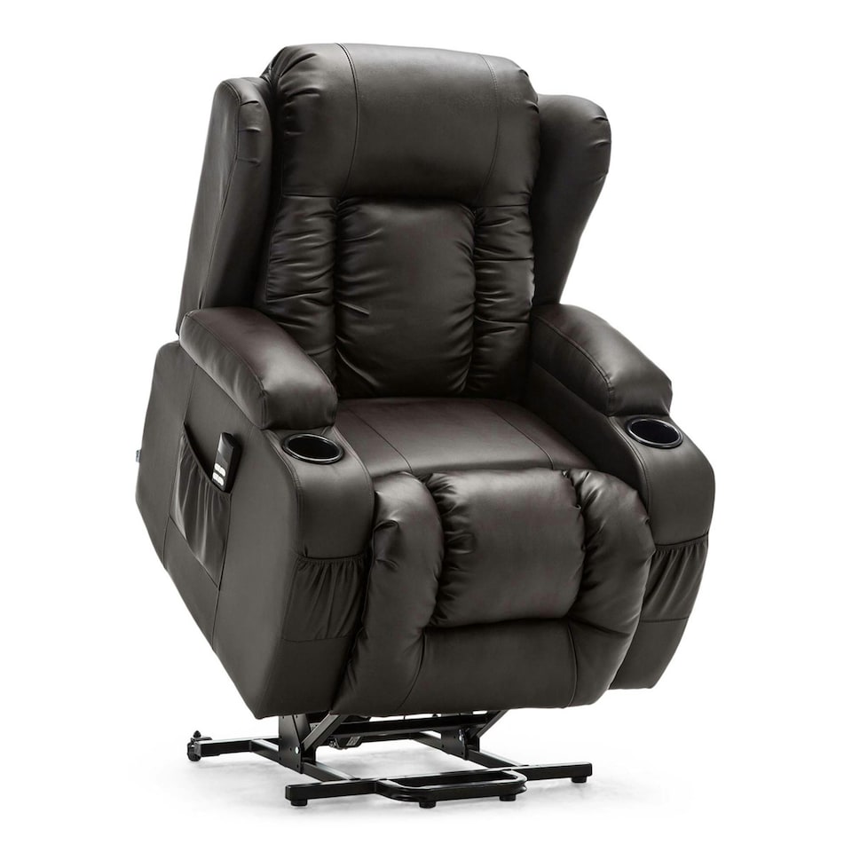 image 1 of Caesar Dual Motor Rise Recliner Bonded Leather Heat And Massage Chair (Brown)