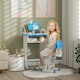 image 2 of HOMCOM Kids Desk and Chair Set Adjustable Height Study Table Set w/ Drawer | Blue