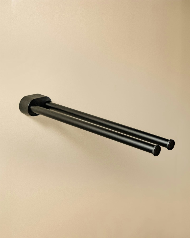 image 1 of Cosmic Wall Mounted Towel Rack with Matte Black Finish for Bathroom 41 cm