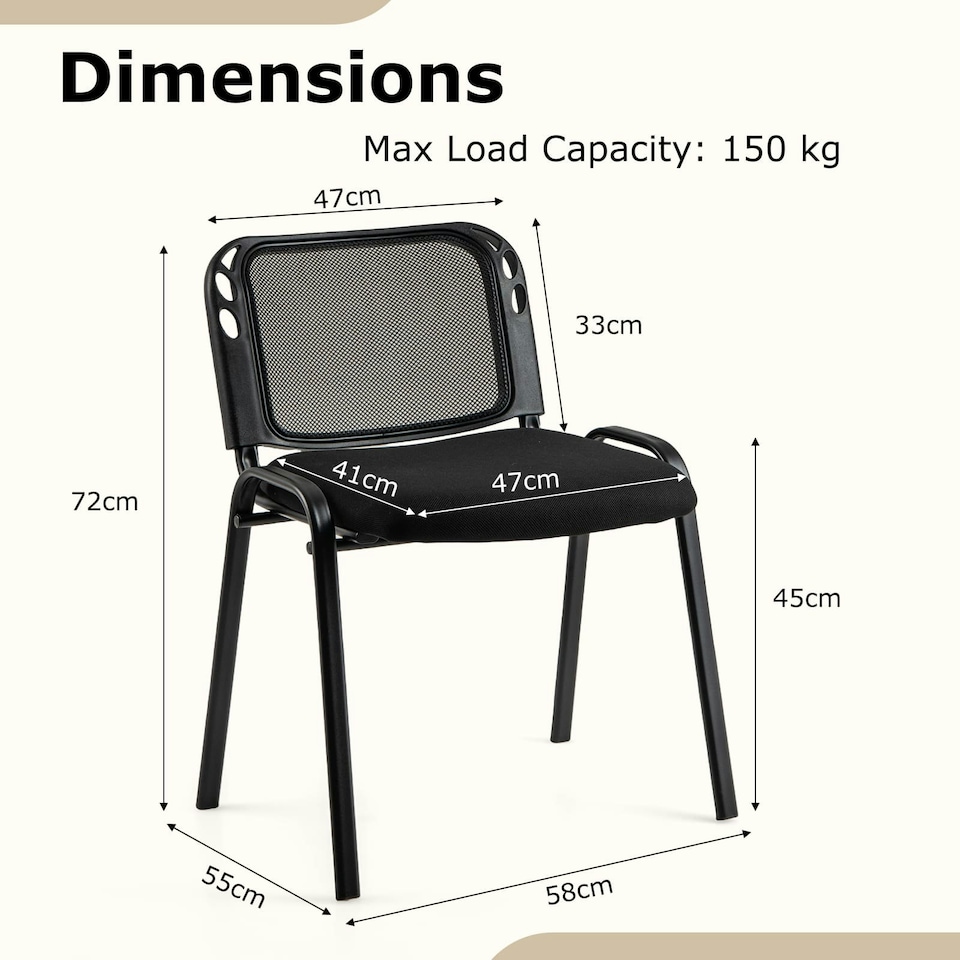 image 1 of COSTWAY 5 Piece Stackable Upholstered Armless Reception Chair Black