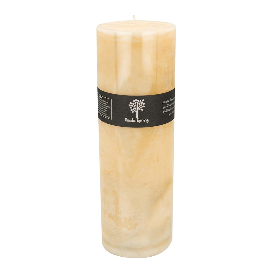 image 1 of Nicola Spring Round Vanilla Pillar Candle - 215 Hours - Cream | Cream | Beige
