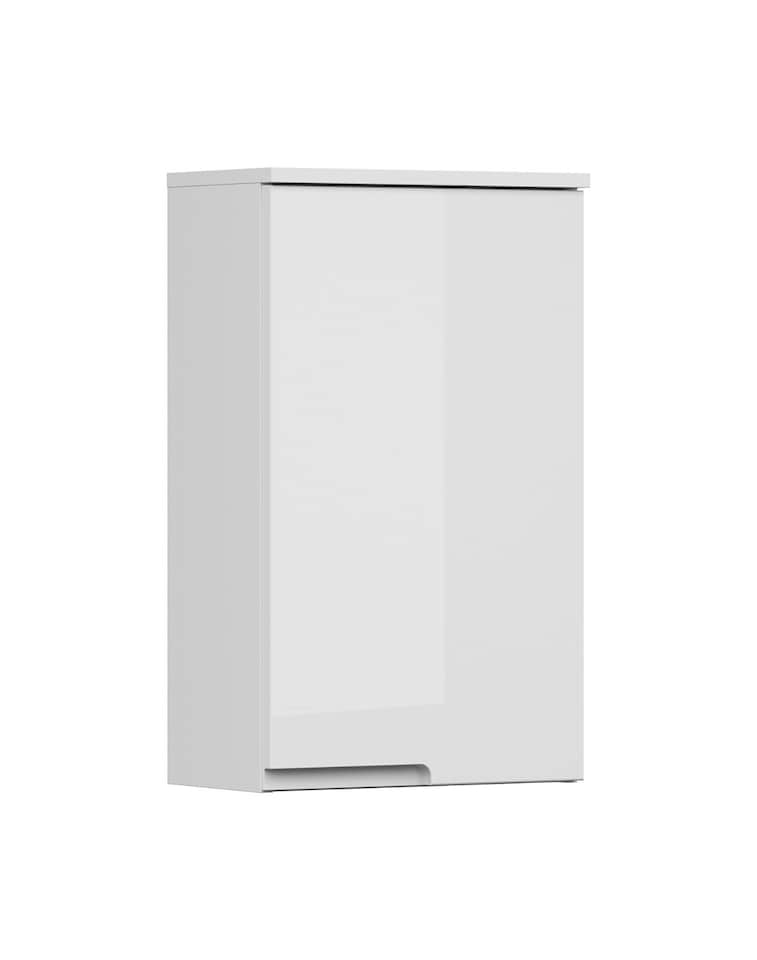 image 1 of Small Bathroom Cabinet Wall Mounted Storage Unit Slim Single Door Cupboard Handleless Narrow White Gloss Spice