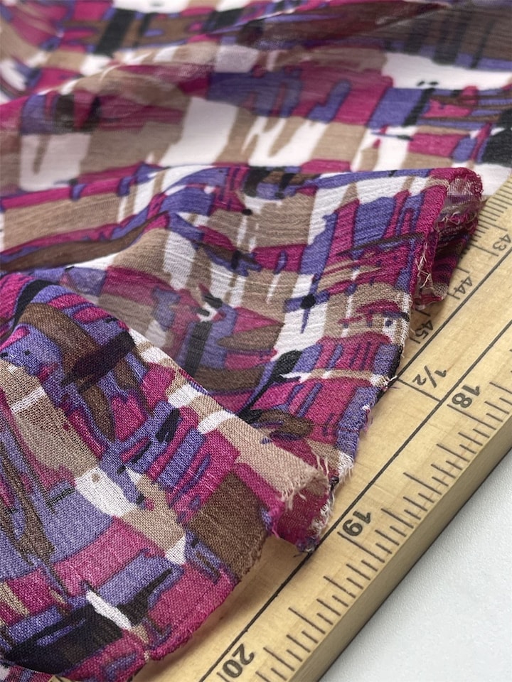 Pink Crinkle Sheer Chiffon Fabric for Dressmaking, 144cm / 56" Wide - per metre