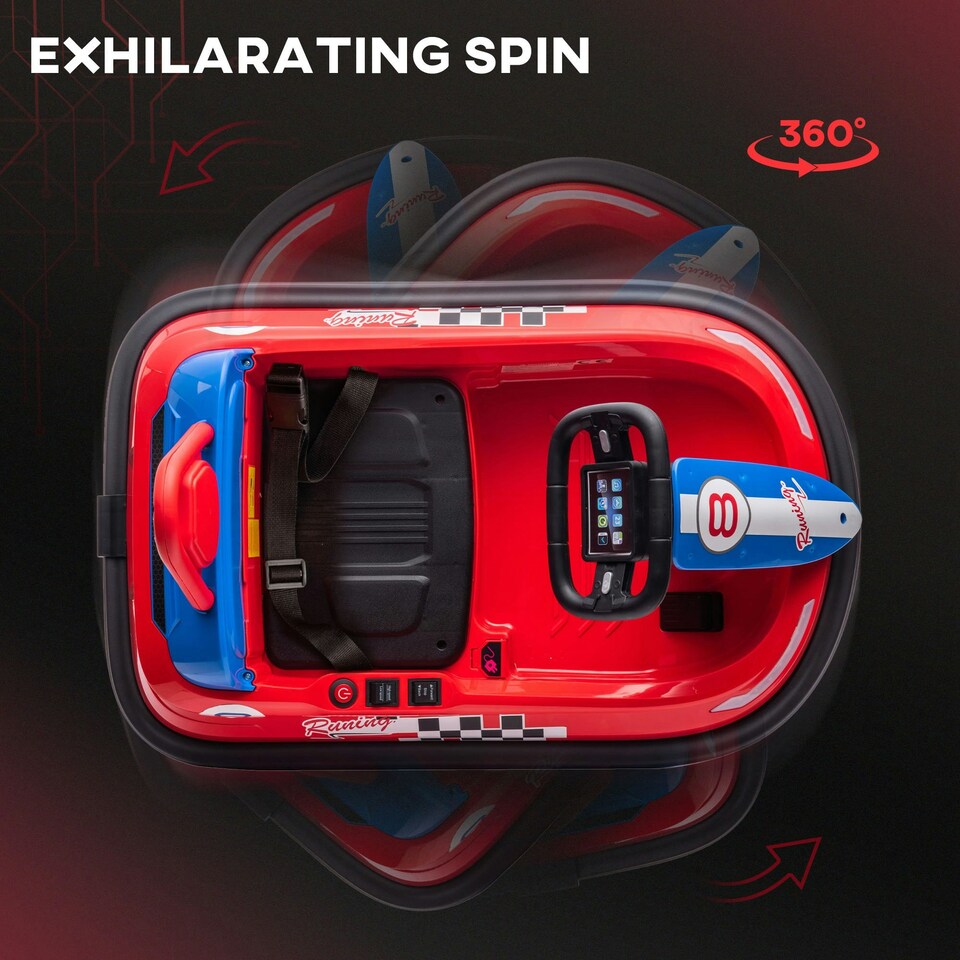 image 1 of HOMCOM 6V Kids Bumper Car, 360° Rotation Waltz Car w/ 2 Speeds - Red