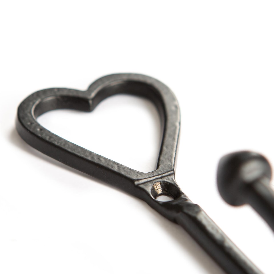 image 1 of Hammer & Tongs Single Heart Hook - W40mm x H100mm - Black