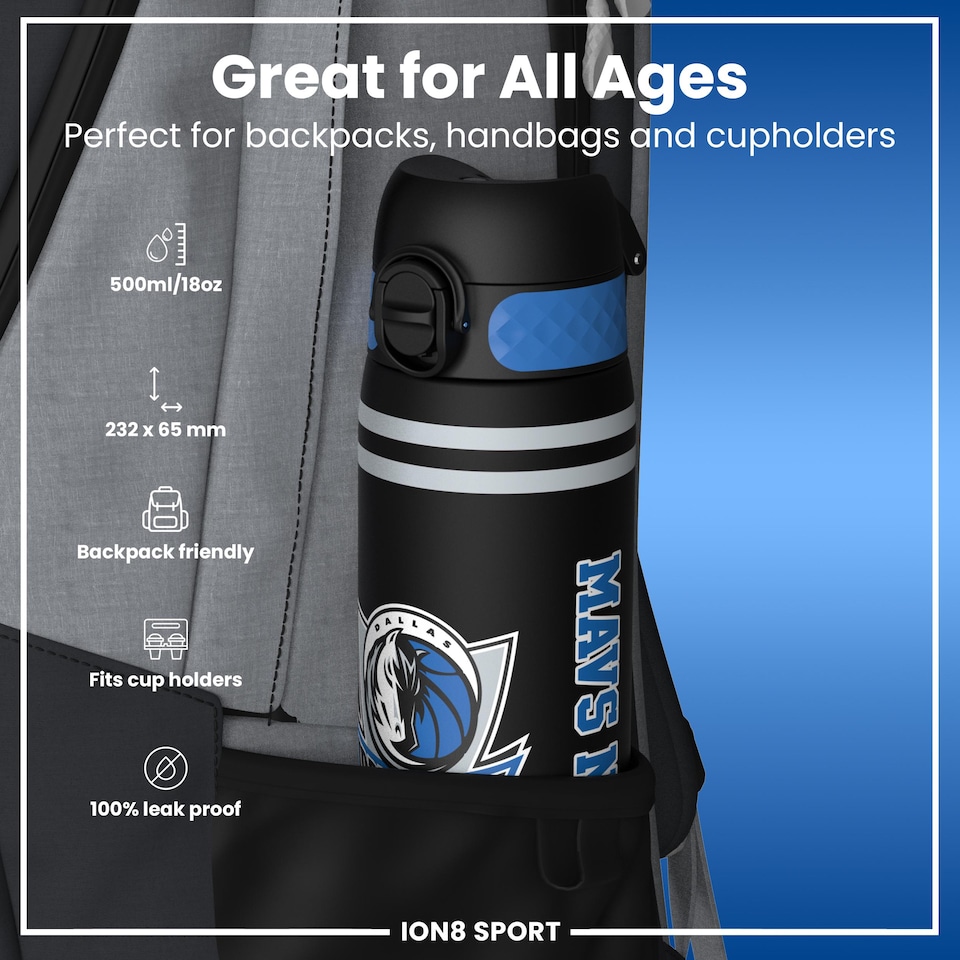 image 1 of NBA x Sport, Recyclon, 500ml (18oz) | Black | NBA Varsity Dallas Mavericks | One Size