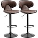image 1 of HOMCOM Adjustable Swivel Bar Stools Set of 2, Barstools with Footrest and Backrest, Steel Frame Gas Lift, for Kitchen Counter Dining Room, Brown